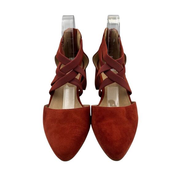 Eileen Fisher Rust Suede Strappy Heels - Picture 2 of 12